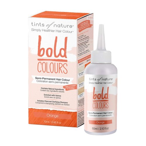 Tints of Nature Bold Colour Orange Semi-Permanent Hair Dye, Ammonia-Free and Damage-Free Colouring, 70ml