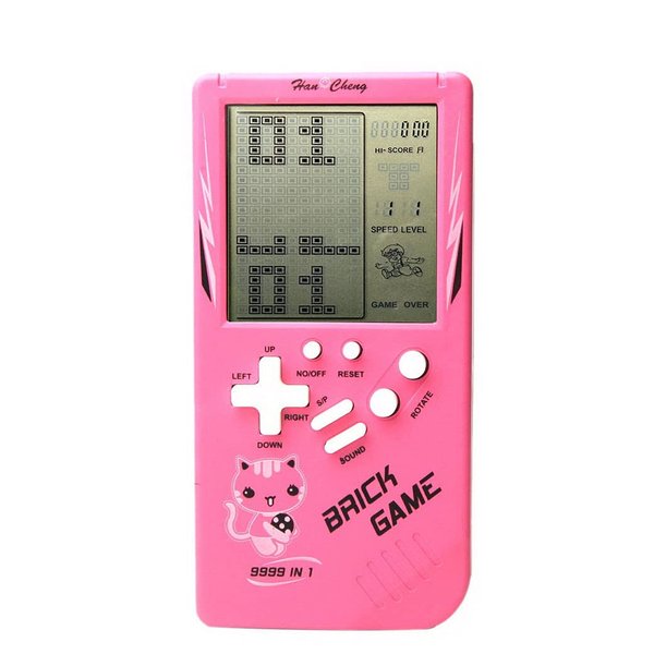 Retro Big Screen Brick Game Console 9999 in 1 Tank/Racing/Shooting Casual Puzzle Game Adjustable Difficulty and Speed Small and Easy to Carry Best Gifts (Pink)
