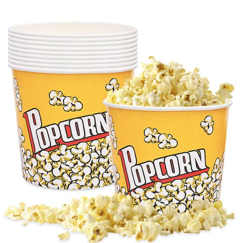 Popcorn Containers Cardboard Popcorn Bucket 85oz,Popcorn Boxes Popcorn Buckets Popcorn Cups,Reusable Popcorn Bucket Tub Popcorn Cups for Movie Theater,Party,Movie Night,Leak-Proof and Food-Grade (10)