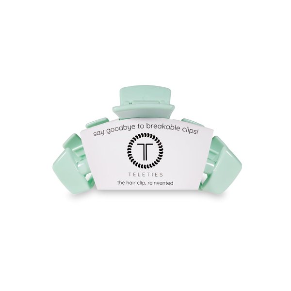 TELETIES - Medium Hair Clip - Spring Collection - Hair Claw Clips for Women - Strong Grip, Bendable Teeth, Curved Design - For All Hair Types and Textures - Mint