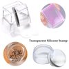 Freeorr 4 Different Clear Silicone French Nail Art Stamper Set With 4 Scrapers, Round Rectangular Double Head Transparent Visible Body Jelly Stamping for Nail Art Manicure