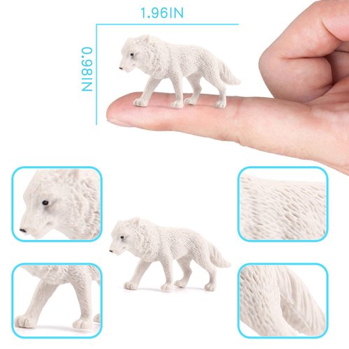 Arctic Sea Animal Figurines Set Small Cake Toppers 19PCS Christmas Toy Gift Polar Bear Figurine Plastic Arctic Fox Figure Penguin Figurines Snow Toys for Kids Toddlers Preschool Educational Playset