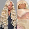ROYAL IMPRESSION 613 Lace Front Wig Human Hair 13x4 Transparent Body Wave Blonde Lace Front Wigs Human Hair Pre Plucked 180% Density Guleless Wigs Human Hair 613 Blonde HD Lace Frontal Wig (20 Inch)