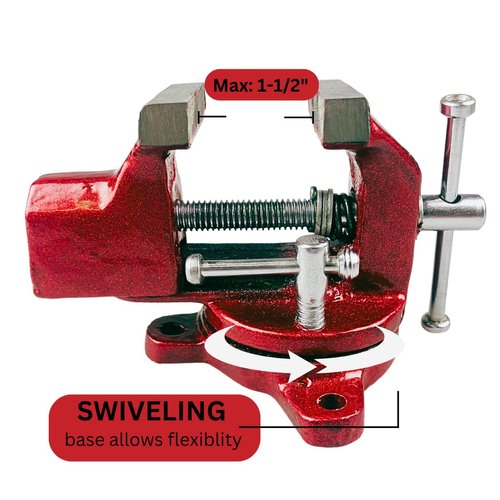 BENCH WIZARD 2" Jaw Mini Bench Vise | Swivel Base For Flexibility With Holes For Easy Mounting | Steel Construnction | Great Tool To Add To Workstation, Bench, Workshop