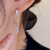 Sttiafay Vintage Crystal Teardrop Earrings Long Linear Rhinestone Earrings Gold Crystal Stud Earrings Sparkly Cz Bridal Earrings Jewelry for Women and Girls