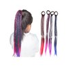 8 Pieces Multicolor Braids Hair Extensions Accessories with Rubber Bands Rainbow Hairstyle Ponytails Braided Synthetic Hairpieces for Women Girls Kids