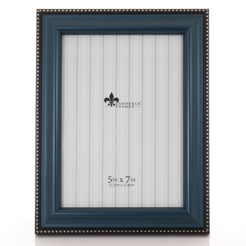 Lawrence Frames Blue Finish 5x7 Picture Frame - Gold Bead Design