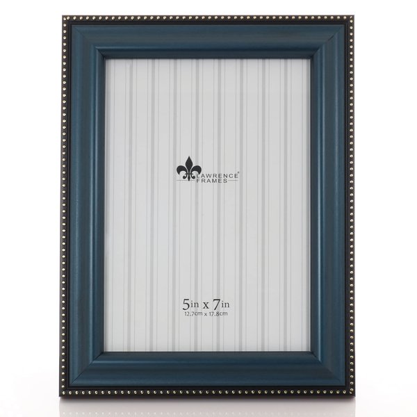 Lawrence Frames Blue Finish 5x7 Picture Frame - Gold Bead Design