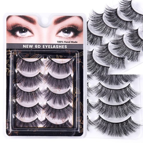SeiBes Self-adhesive Eyelashes, Reusable Self Adhesive Eyelashes - 5 Pairs Natural Fluffy False Eyelashes - Soft and Natural Look Lashes Gift for Beginners - Easy put on,6d07