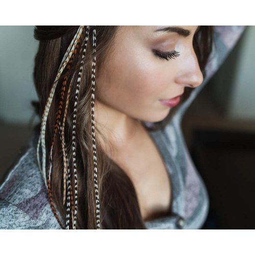 Feather Hair Extensions, 100% Real Rooster Feathers, Long Natural Colors