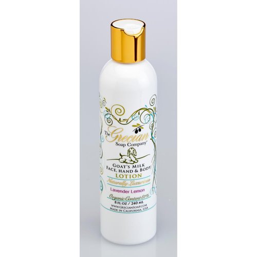 Grecian Organic Goat Milk Lotion for Women Lavender Lemon Scent - Luxurious, Nourishing & Hydrating, 81% Organic with Aloe, Coconut Oil, Honey