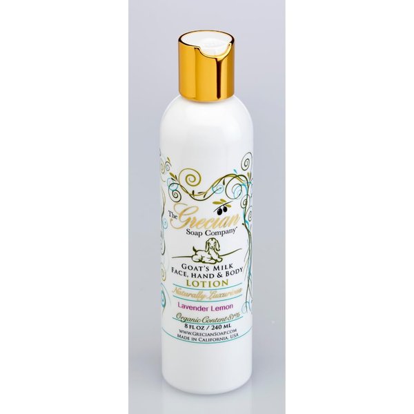 Grecian Organic Goat Milk Lotion for Women Lavender Lemon Scent - Luxurious, Nourishing & Hydrating, 81% Organic with Aloe, Coconut Oil, Honey