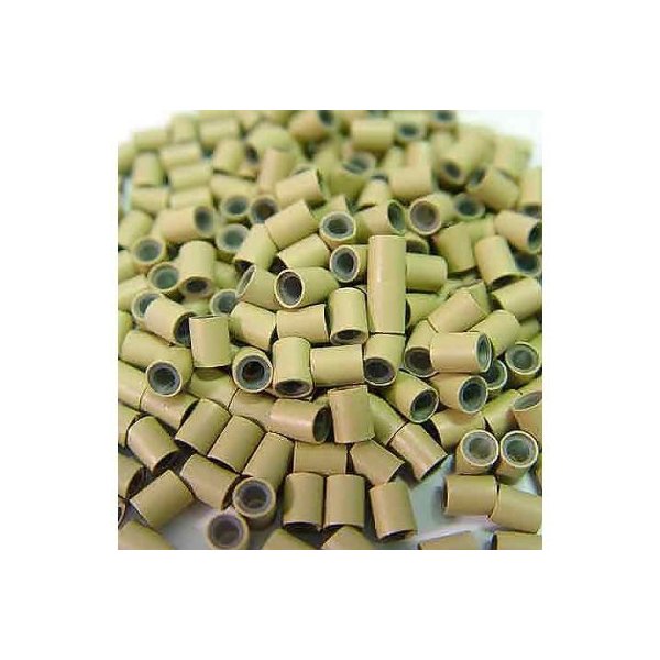 HAIR DE VILLE Silicone Lined Copper Micro Tube Rings Links Beads Linkies For I Tip Stick Glue Feather Hair Extensions (500 PCS 4mm, Blonde)