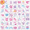 Qpout 96Pcs Sleepover Party Temporary Tattoos for Girls Movie Night Goodie Bag Favors 48 Styles Cute Slumber Pajama Themed Tattoos Stickers for Kids Girls Women Pink Bday Party Favors Supplies
