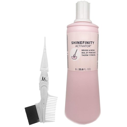Shinefinity Activator 2% for Brush & Bowl Usage | Shinefinity Hair Color Developer 33.8 Fl Oz and M Hair Designs Tint Brush Comb (Bundle)
