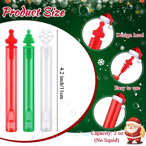 Shappy 144 Pieces 4 Inch Christmas Bubble Wands for Kids Bulk, Xmas Mini Bubbles Party Favors Christmas Toys Gift for Boys Girls Christmas Classroom Awards, Goody Bag Fillers(Snowflake)