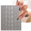 6 Sheets Metallic Nail Art Stickers Gold Silver French Nail Decals Nail Art Supplies 3D Metal Curve Stripe Wave Lines Nail Design French Nail Stickers for Women Acrylic Nails Decoration Accessories