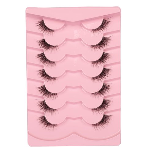 Gmagictobo Natural Half Lashes Cat Eye Look False Eyelashes Clear Band Fake Eyelashes Light Volume Soft Strip Eyelashes 7 Pairs