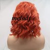 melody wig 14" Orange Wigs Syntehtic Orange Lace Front Wigs For Women Hair Short Curly Wig Heat Resistant Fiber Orange Hair Wig Cosplay Wigs