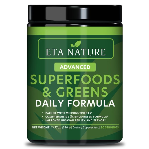 ETANATURE 50 Super Greens Powder - Greens Superfood Powder with Fruits and Vegetables Supplements - Supergreens Green Powder for Energy, Digestion, Vitality & Immunity - 30 Servings Vegan and Non-GMO