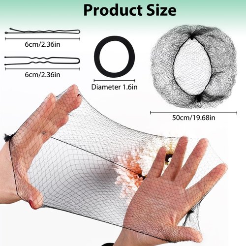 50Pcs Hair Nets for Buns, Hair Nets for Food Service Workers, Ballet Hair Net, Hair Bun Maker Set, Black Hair Nets for Women Girls Ballet Dancer Long Hair Wig