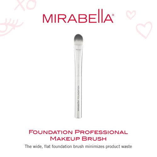 Mirabella Foundation Brush, Premium Professional Makeup Brush Collection, Cruelty-Free Synthetic Bristle Brush with Hand-Sculpted Brushed Aluminum Handle, Luxury Blending Brush for Makeup