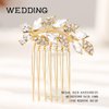 Foyte Crystal Bride Wedding Hair Comb Leaf Bridal Headpieces Rhinestone Hair Pieces Bridesmaid Side Combs Hair Accessories for Women and Girls (gold leaf)
