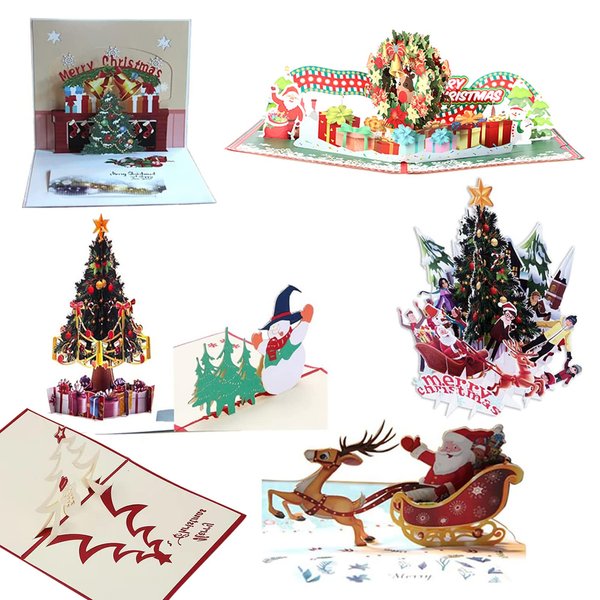 BTOOP 7Pcs 3D Pop Up Colorful Christmas Greeting Cards Merry Christmas Cards Handmade Holiday Xmas Cards & Envelopes for Xmas/New Year