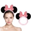 JIAHANG Mouse Ears Facial Spa Headbands, Coral Fleece Wash Face Hair Band, Velvet Bow Shower Hair Band for Girls Women Make up Hair Accessories