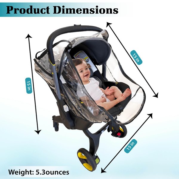Stilnati Car Seat Rain Cover Universal Baby Stroller Accessory for Any Type of Car Seat Waterproof Compatible with Doona Stroller Protect from Dust Snow Wind 1 Pcs
