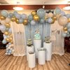 Dusty Blue Balloon Set, 60Pcs 12 Inch Slate Baby Blue White Sand Latex Balloon with Metallic Confetti Champagne Gold Helium Balloons for Birthday Party Baby Bridal Shower Boho Decortaions Supplies