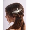 Teyglen Flower Crystal Wedding Hair Comb Silver Rhinestone Hair Piece White Flower Headpiece for Bride Cute Bridal Crystal Hair Side Comb Floral Hair Jewelry for Women