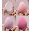MAGIMODAC 6pcs Make Up Velvet Powder Puffs & 4pcs Makeup Sponges Set, Professional Beauty Make-up Set Triangle Face Powder Puff Dry Wet Use for Foundation Cream and Powder (Pink)