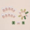 BABALAL Square Press on Nails Medium Fake Nails Green Glue on Nails 3D Butterfly Rhinestone Acrylic Nails 24Pcs French Squoval False Nails for Women and Girls