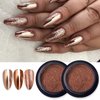 BASEMMAHER 2 Boxes Apple Gold Chrome Nail Powder Glitter Metallic Mirror Effect Holographic Aurora Chameleon Pigment for Nail Art Gel Polish Mermaid Unicorn Dipping Powder Decoration Design