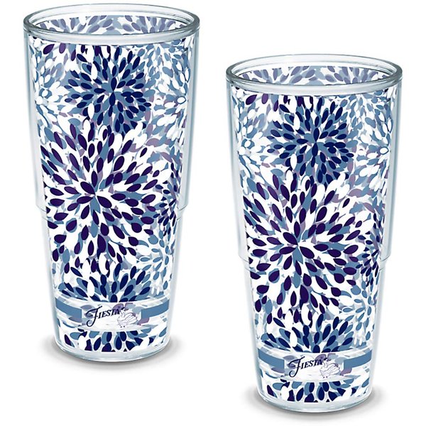 Tervis Plastic Made in USA Double Walled Fiesta Insulated Tumbler Cup Keeps Drinks Cold & Hot, 24oz - 2pk, Lapis Calypso