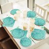 96 Pcs Teal and Silver Tableware Set for 24 Guests Happy Birthday Table Decorations Breakfast Blue Birthday Theme Dessert Plates Napkins Forks for Girls Women Silver Glitter Birthday Party Supplies
