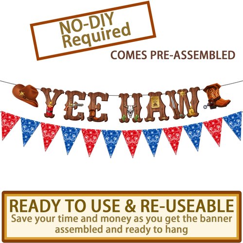 Western Party Decorations, West Cowboy Party Decorations, Yee Haw Cowboy Theme Party Decorations kit for Boys Birthday Cowboy Baby Shower Birthday Party Decor