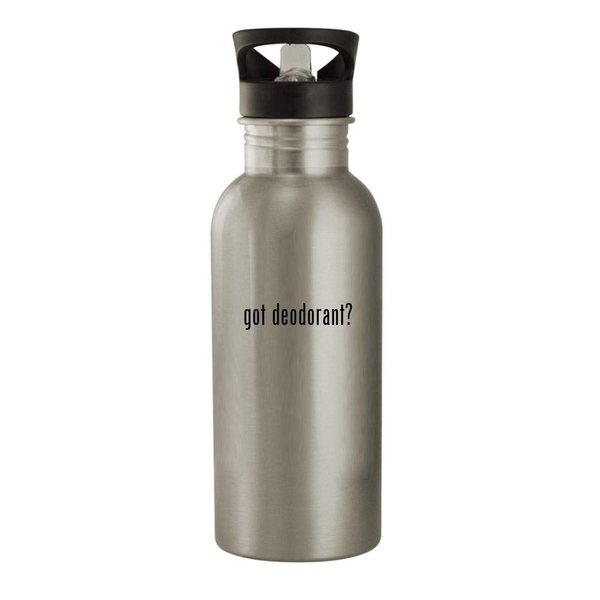 Knick Knack Gifts got deodorant? - 20oz Stainless Steel Outdoor Water Bottle, Silver