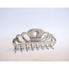 Generic Shiny silver textured metal hair claw clip for medium fine hair