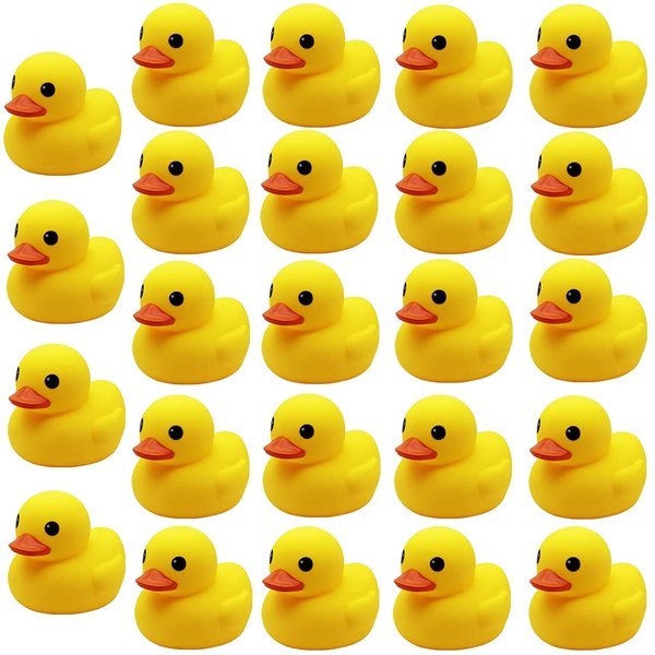 umbresen Yellow Rubber Ducks Preschool Bath Toys Bathtub Duckies Gift for Baby Shower Infants Toddlers Car Pool Float Halloween Adults Party Favors Carnival Decorations (Mini Yellow 1.8''-24pcs)