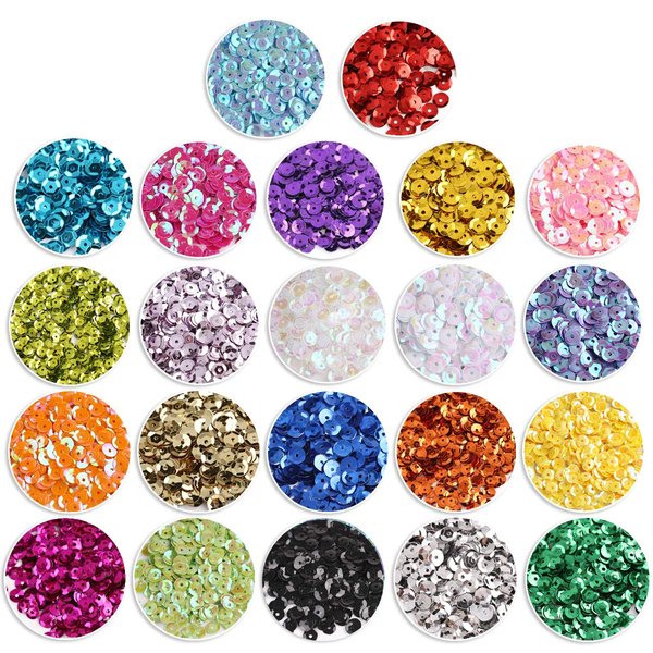 9460 PCS Cup Sequins, Bulk Mixed Colors Loose Sequins for Crafts Sequins and Spangles for DIY Making 6MM, 110 Gram