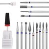 15 Nail Drill Bit Set with 1 Black 5 in 1 Ceramic Nail Drill Bit,3/32'' Ceramic Carbide Drill Bits for Nails,Bits for Nail Drill,