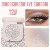 FeiCuiYun Monochrome Glittle Eyeshadow, light eyeshadow, pressed glitter eyeshadow, Glittle Matte Pressed Powder Single Vegan Eyeshadow; Talc, Paraben & Cruelty Free, Slive Glitter (12)