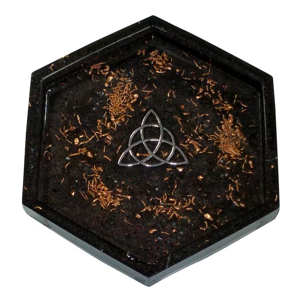 Orgone Water Charging Plate - Geometric Charging Plate with Shungite, Copper Shavings, and Quartz Granules | 4 inch diameter