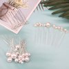 30 Pieces Wedding Pearl Hair Pins for Brides Bridal, Elegant Pearl Rhinestones Hair Pins Updos Hair Piece Hair Accessories for Brides Bridesmaid Women (Silver)