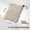 RGQHM 5PCS Bar Soap Pouch for Shower, Natural Sisal Fiber Soap Savers for Bar Soap, Fast Foaming and Drying Mesh Soap Bag, Great Exfoliating Body Scrubber for Daily Use