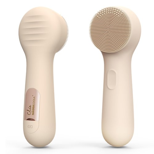 NågraCoola CLIE Silicone Face Scrubber, Facial Cleansing Brush, Rechargeable, Waterproof Face Scrub Brush for Deep Cleansing, Exfoliating, Massage, Electric Facial Exfoliator for Women and Men - Oat