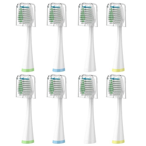 Replacement Brush Heads for Smile Bright Platinum Sonic Electric Toothbrush, Soft Bristles, 8-Pack, with Covers