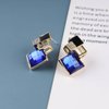 Sttiafay Vintage Sapphire Crystal Square Drop Earrings Blue Square Stud Earrings Gold Hollow Square Dangle Earrings Black Onyx Square Earrings Jewelry for Women and Girls